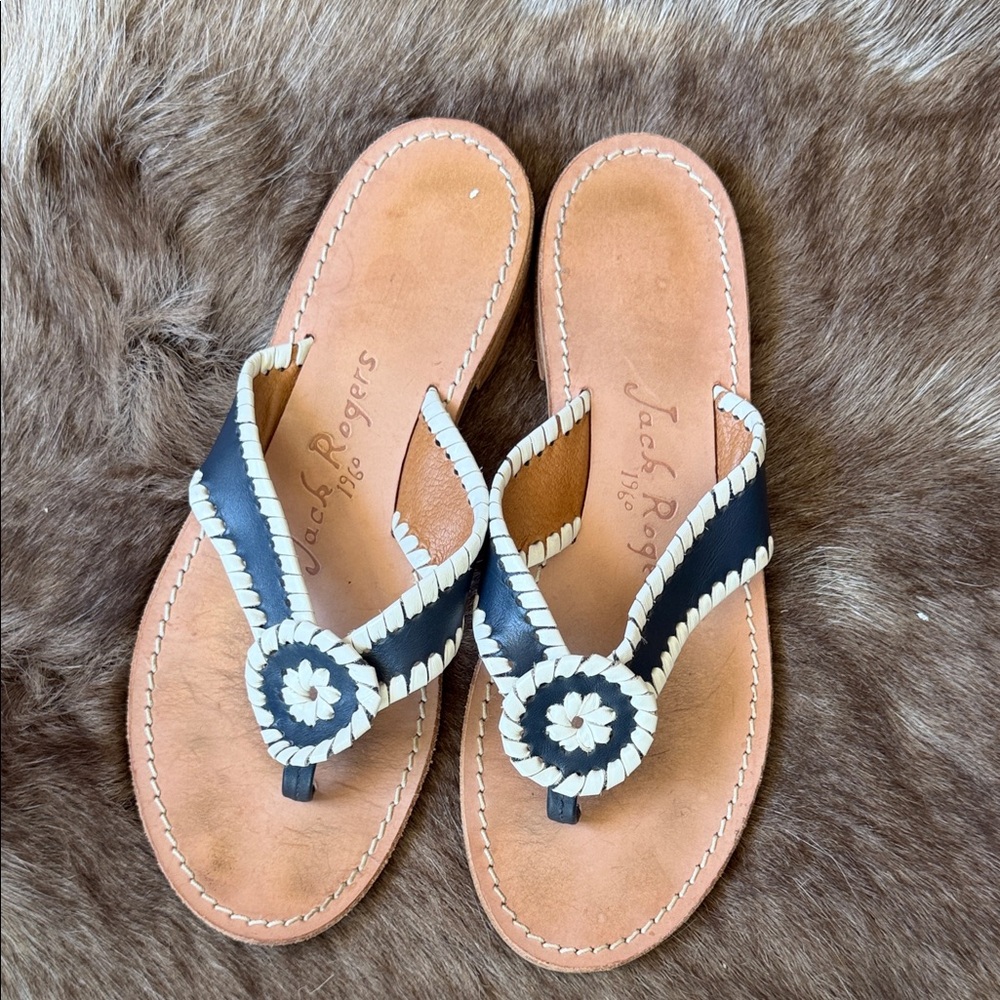 Jack Rogers Black and Cream Sandals